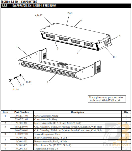 MCC Coil Assembly,evaporator,em-1,2 08-62060-00