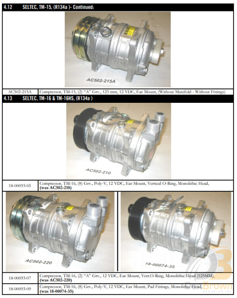 MCC Compressor, 12VDC,2A,VOR Ftgs 18-00093-07