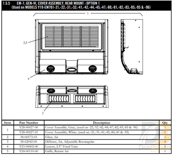 Grille Return Air Em-7 Gen Vi Y24-00110-00 Air Conditioning